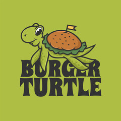 Burger turtle logo mascot cartoon
