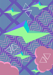 Retro busy abstract geometric poster with simple shapes. Vintage geometrical graphic shapes template.