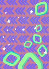 Retro busy abstract geometric poster with simple shapes. Vintage geometrical graphic shapes template.