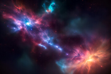 Fototapeta na wymiar Space background with nebula and stars. Generative AI.