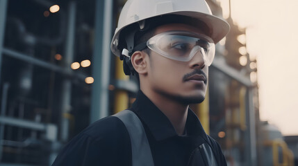 Empowered worker in industry with vision of the future