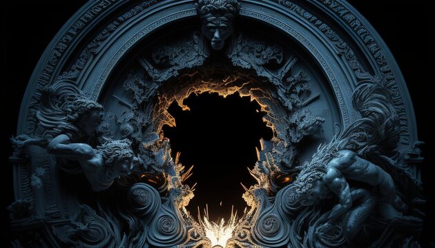 tartarus portal, digital art illustration, Generative AI