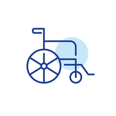 Wheelchair for people with disabilities or medical transportation and rehabilitation. Pixel perfect, editable stroke 