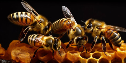 Busy Bees Building Their Honeycomb with Precision and Skill. - generative ai