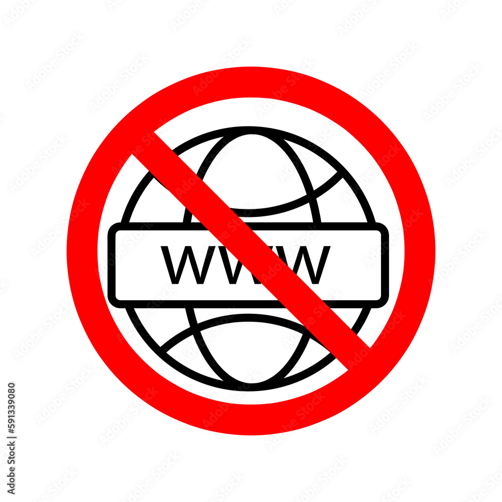Aufkleber stop or ban red round sign with internet connection icon. vector illustration. forbidden sign..eps