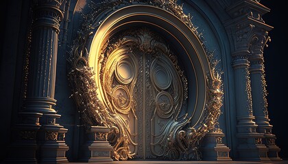underworld palace portal, digital art illustration, Generative AI