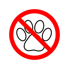 Animal footprint is prohibited. Vector illustration. Forbidden signs icon on white background..eps