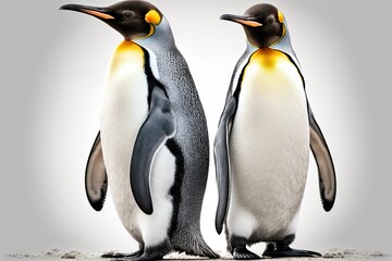 Obraz premium two penguins standing side by side. Generative AI