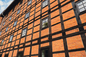 Former Rother Mills building complex made of characteristic brick and a half-timbered structure...