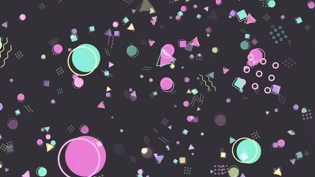 ポップでキュートなグラフィックのアブストラクト背景　ループ　グレー　ゆっくり