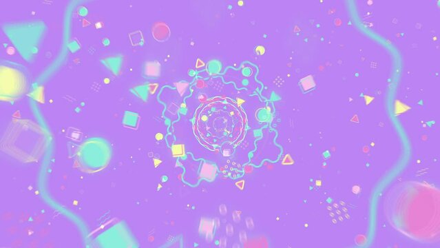 ポップでキュートなグラフィックのアブストラクト背景　ループ　ライトパープル　スピード感のあるワープ