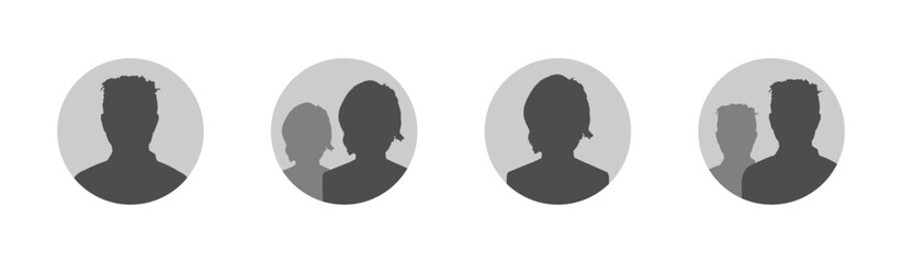  Male and female head graphic silhouette set