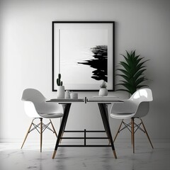 
A beautiful modern office in white color, with modern chairs, minimalist pictures on the wall, elegant glass table, Generative AI.
