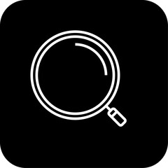 Search Business and office icon with black filled line style. find, glass, zoom, research, optical, tool, lens. Vector illustration