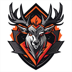 Deer emblem logo. Deer head colored print