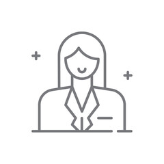 Businesswoman Business and office icon with black outline style. people, person, employee, job, user, character, girl. Vector illustration