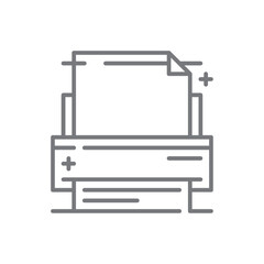Fax or Print Business and office icon with black outline style. machine, page, modern, computer, digital, text, press. Vector illustration