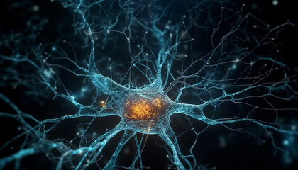 Blue tumor reveals Alzheimer disease in human brain generated by AI - obrazy, fototapety, plakaty