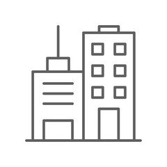 Office Business and office icon with black outline style. management, home, design, job, house, organization, partnership. Vector illustration