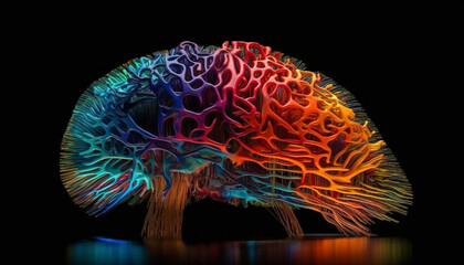 Abstract shape, underwater reflection Fish nerve synapse generated by AI