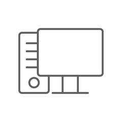 Computer Business and office icon with black outline style. internet, technology, device, equipment, notebook, electronic, digital. Vector illustration