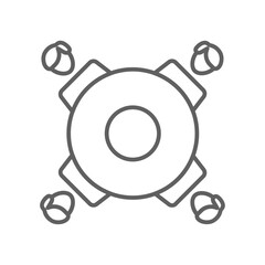 Meeting Business and office icon with black outline style. people, communication, conference, partnership, discussion, seminar, collaboration. Vector illustration