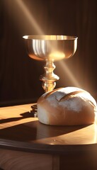 Corpus Christi. Chalice and sacramental bread. "Generative AI"