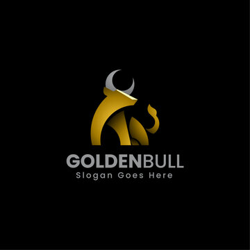 Vector Logo Illustration Golden Bull Gradient Colorful Style