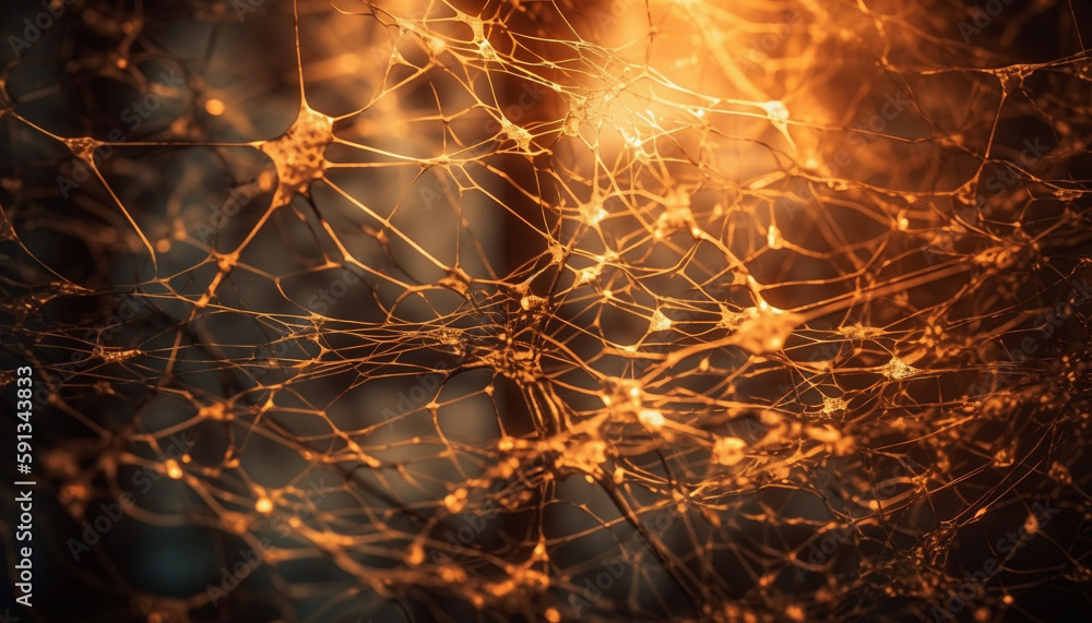 Poster glowing abstract decoration, futuristic pattern of molecular structure generated by ai
