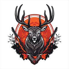 Deer emblem logo. Deer head colored print
