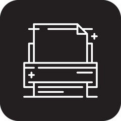 Fax or Print Business and office icon with black filled line style. machine, page, modern, computer, digital, text, press. Vector illustration