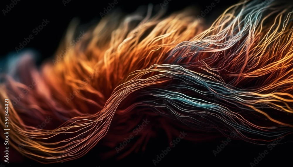 Poster glowing yellow nerve cells flow in abstract chaos generated by ai