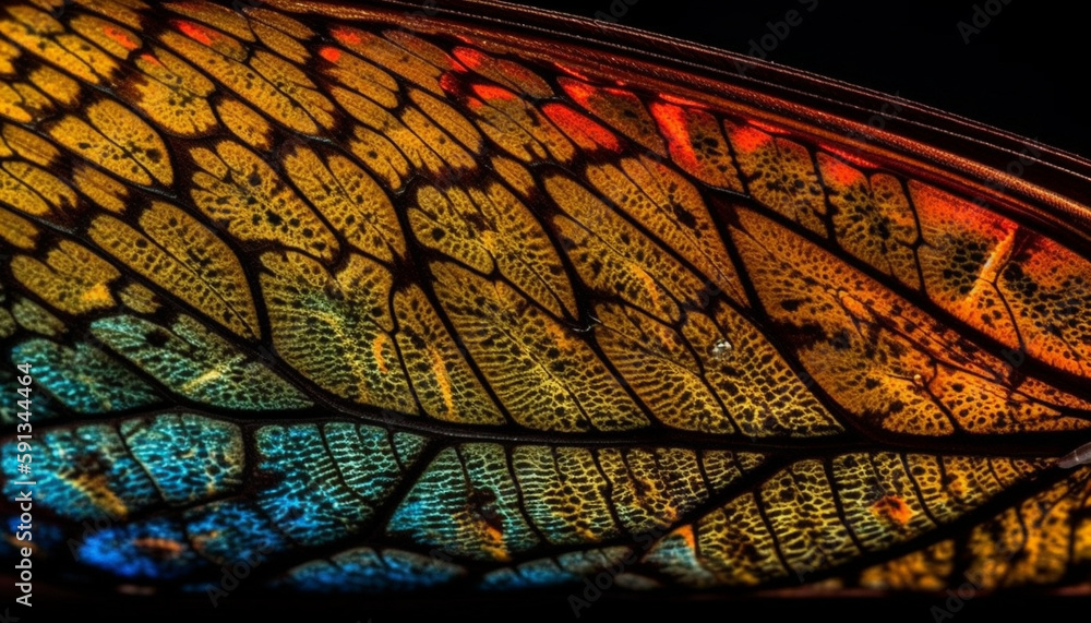 Poster vibrant colors shape an abstract multi colored leaf pattern generated by ai