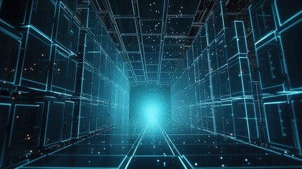 Obraz premium Futuristic technological background3D rendering,3D rendering of abstract technology concept. Futuristic cyberspace background,Abstract 3d rendering of data processing. Futuristic technol.Generative Ai