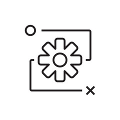 Process Business and office icon with black outline style. management, technology, development, concept, project, strategy, innovation. Vector illustration