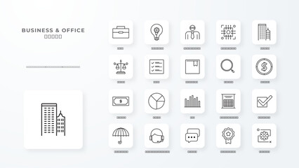 Business and office icons collection with black outline style. team, management, communication, strategy, teamwork, organization, network. Vector illustration