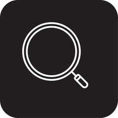 Search Business and office icon with black filled line style. find, glass, zoom, research, optical, tool, lens. Vector illustration