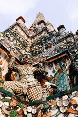 view close up of the Wat Arun temple in Bangkok