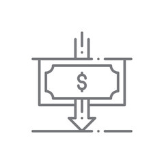 Revenue Finance icon with black outline style. money, profit, investment, income, payment, analysis, dollar. Vector illustration