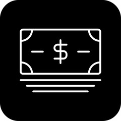 Money Finance icon with black filled line style. cash, payment, dollar, investment, savings, pay, salary. Vector illustration