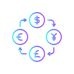 Money changer Finance icons with blue duotone style. bank, currency, change, service, pay, transfer, app. Vector illustration