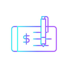 Checkbook Finance icon with blue duotone style. check, paper, pen, cheque, accounting, document, account. Vector illustration