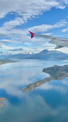 airplane in the sky over Patagonia 