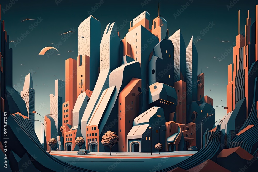 Poster Futuristic Cityscape with a Sci-Fi Twist. Generative AI