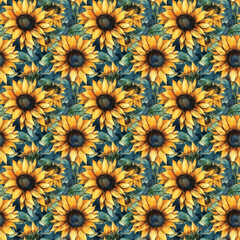Fototapeta na wymiar seamless pattern with colorful sunflowers with generative AI