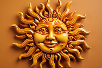 illustration of big yellow sun with face created with Generative AI technology