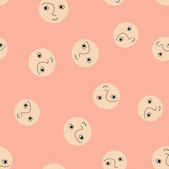 Feminine look, abstract personage, mascot design, funny face, cute icon