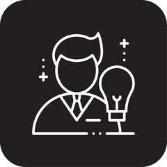 Product Idea Business people icon with black filled line style. development, project, research, innovation, creative, process, bulb. Vector illustration