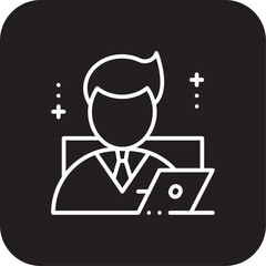 Fototapeta na wymiar Employee Business people icon with black filled line style. person, human, manager, work, leader, businessman, staff. Vector illustration