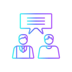 Clien discussing Business people icon with blue duotone style. person, talk, team, human, organization, customer, communication. Vector illustration